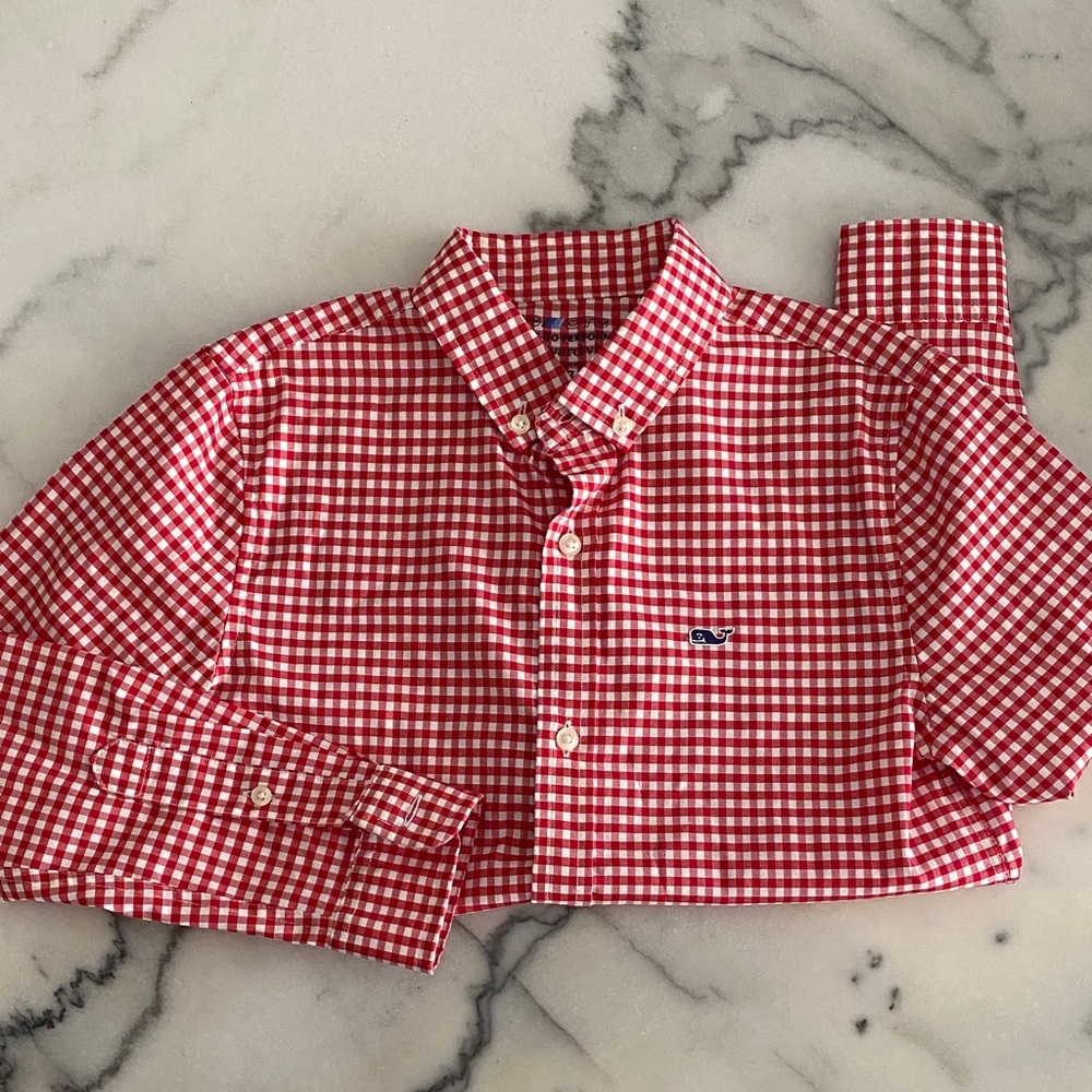 Vineyard Vines Red Checkered Kids Button Down Shirt